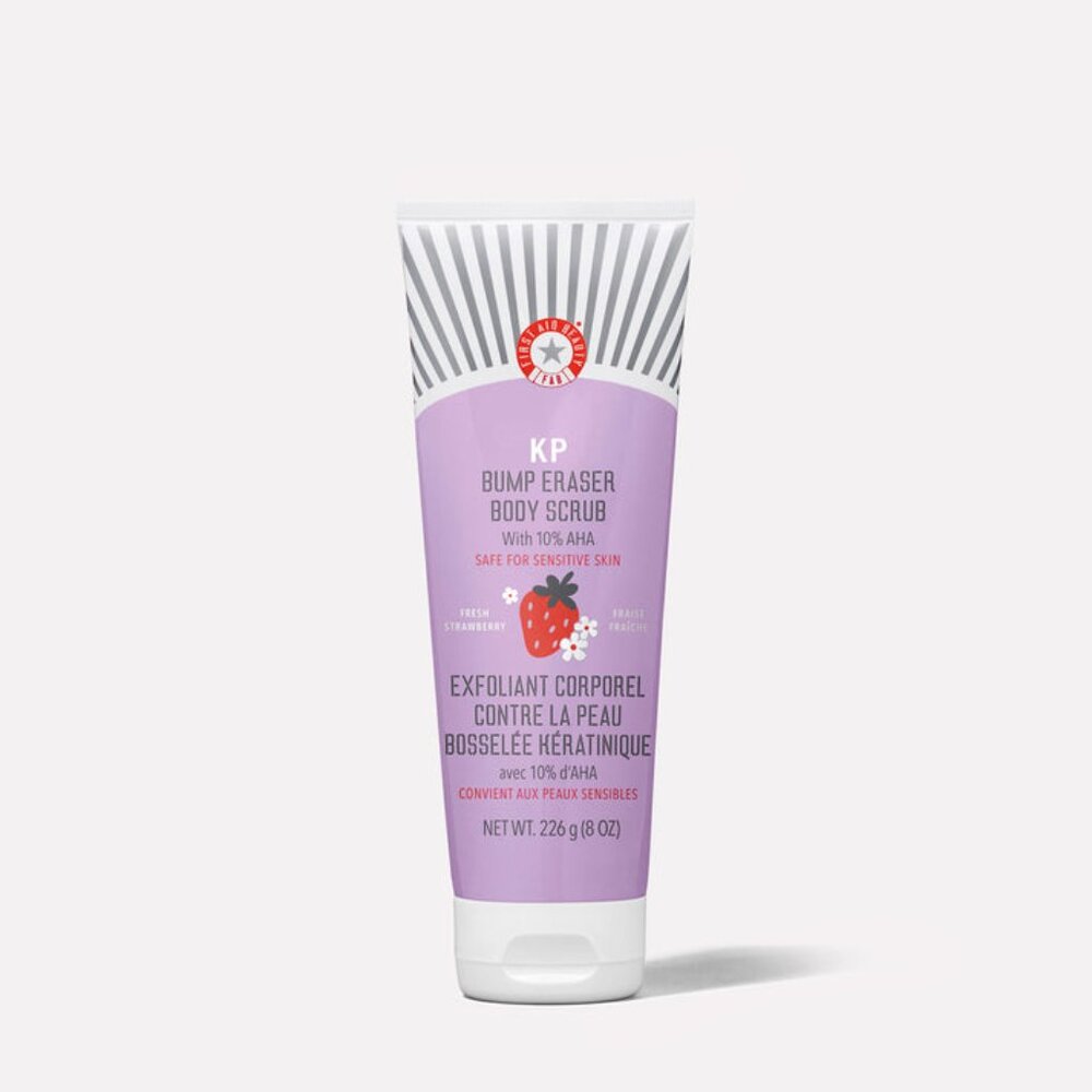 First Aid Beauty KP Bump Eraser Body Scrub 10% AHA Fresh Strawberry, 8 oz / NEW